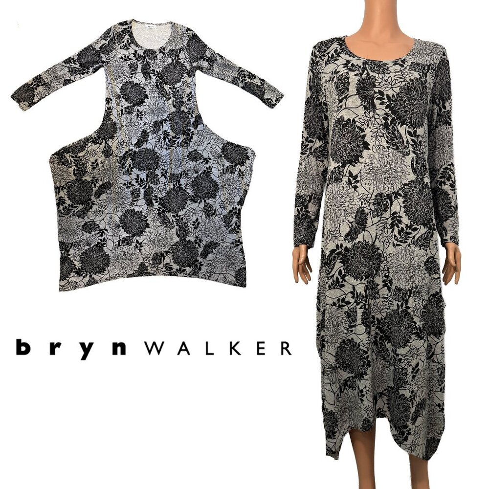Bryn Walker Floral Terry Knit Lagenlook Dress USA Made Women’s Size Small